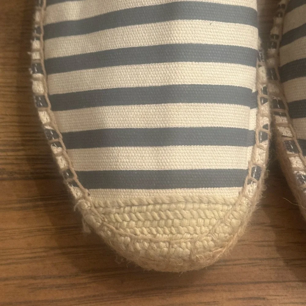 J.Crew D’Orsay Espadrille Women’s Stripe Lace Up Sandal Navy Cream Size 8